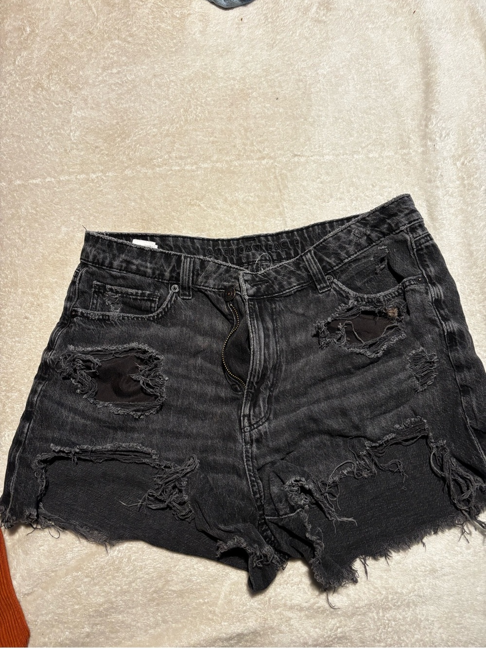 American Eagle Outfitters Black Distressed Denim Shorts